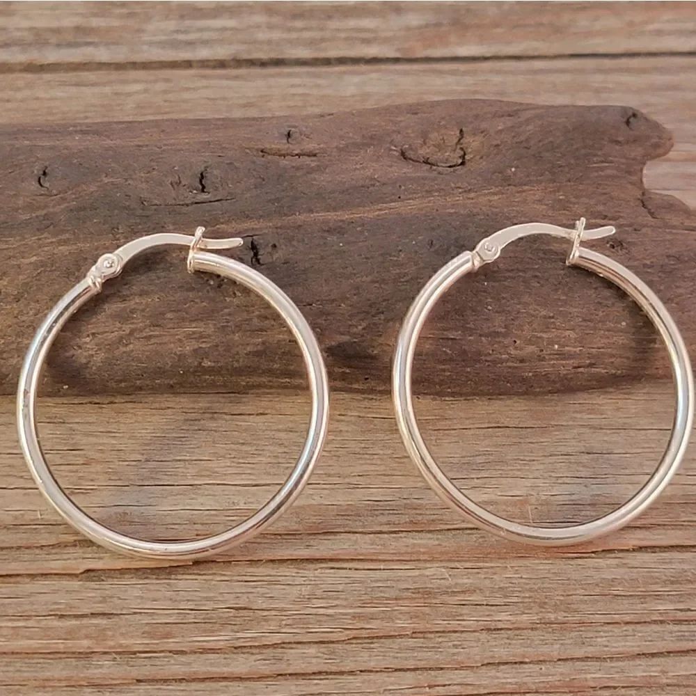New Sterling 1.25" Hoop Earrings